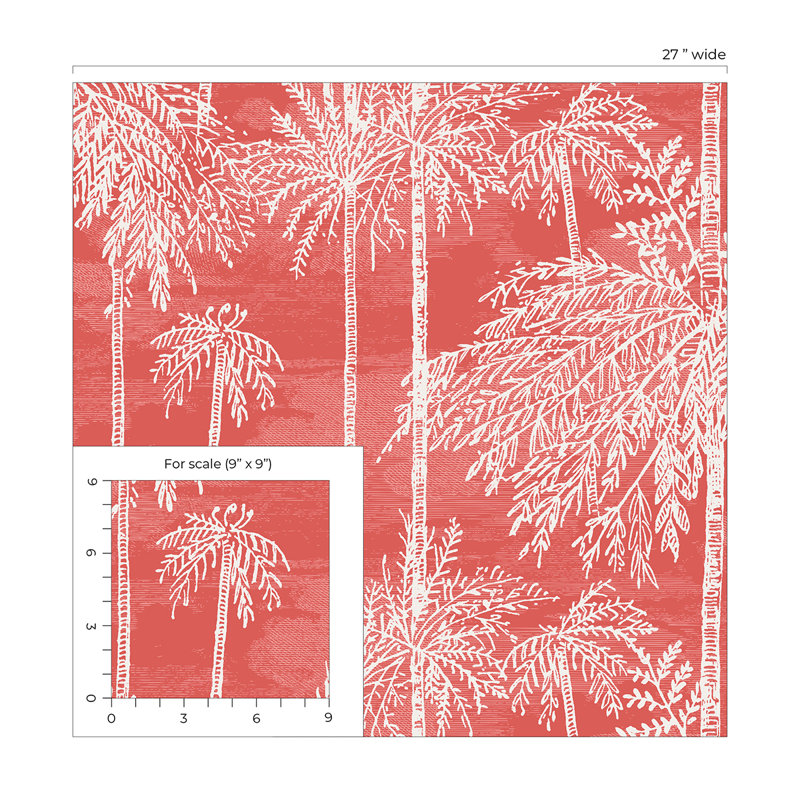 Floral Grass Cloth Wallpaper Roll, Coral