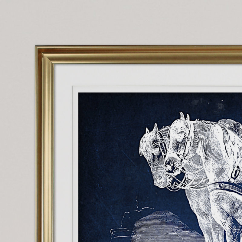 « équin assiette iii », impression, H 31 po x l 43 po x P 1,5 po, Cadre doré, Blanc mat