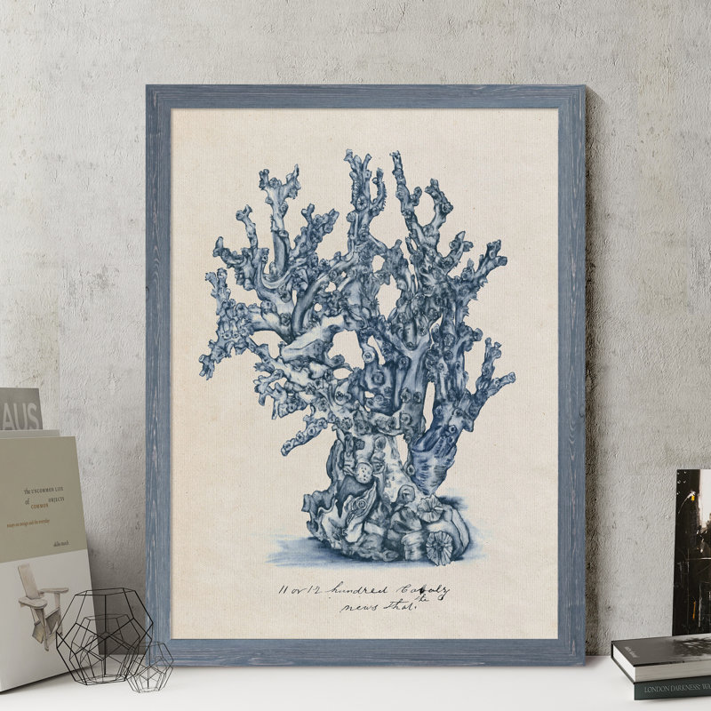" Sea Coral Study IV " by Paul Cezanne, 28" H x 38" W x 1.25" D, Grey Framed Canvas, No Mat