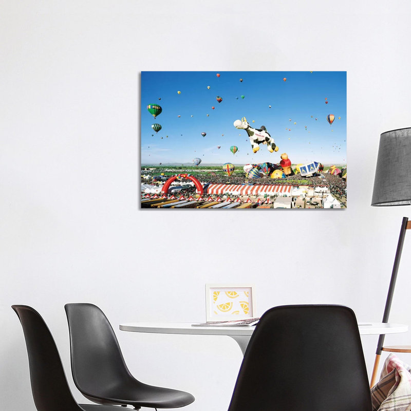 Hot Air Balloons Aloft At The Albuquerque International Balloon Festival, Albuquerque, New Mexico - Wrapped Canvas Print
