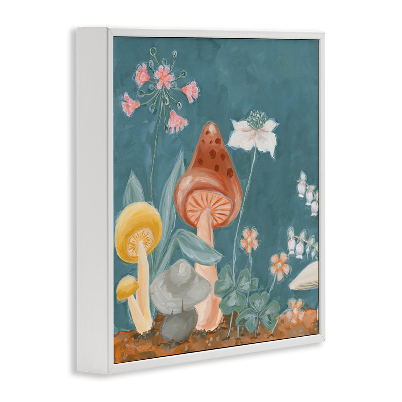 Art de giclée champignon forêt par JG Studios, Estampe numérique encadrée blanc bord de mer, H 12 po x l 12 po