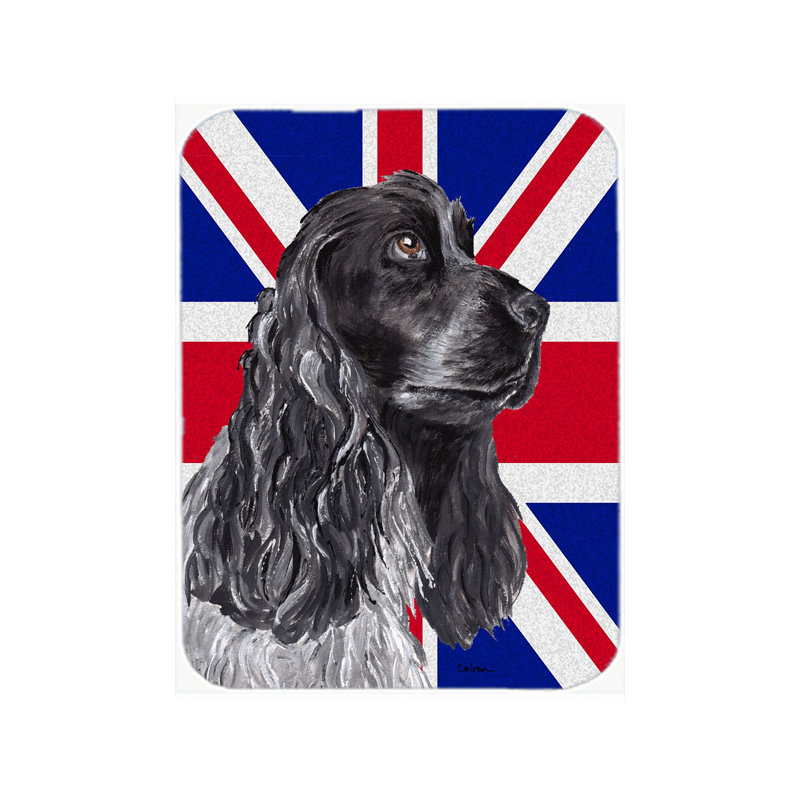 Robinet de épagneul avec panneau de coupe en verre à drapeau anglais britannique caroline Union Jack
