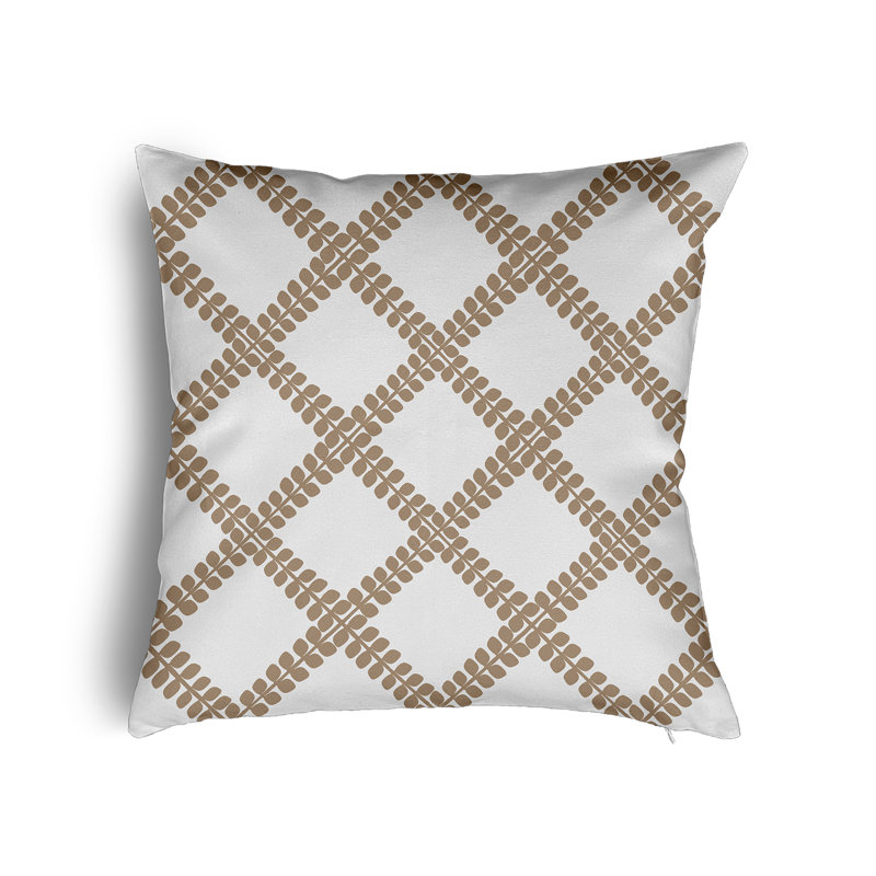 Botanical Blooms Geometric Reversible Throw Pillow, Taupe Geometric, 18"H x 18"W