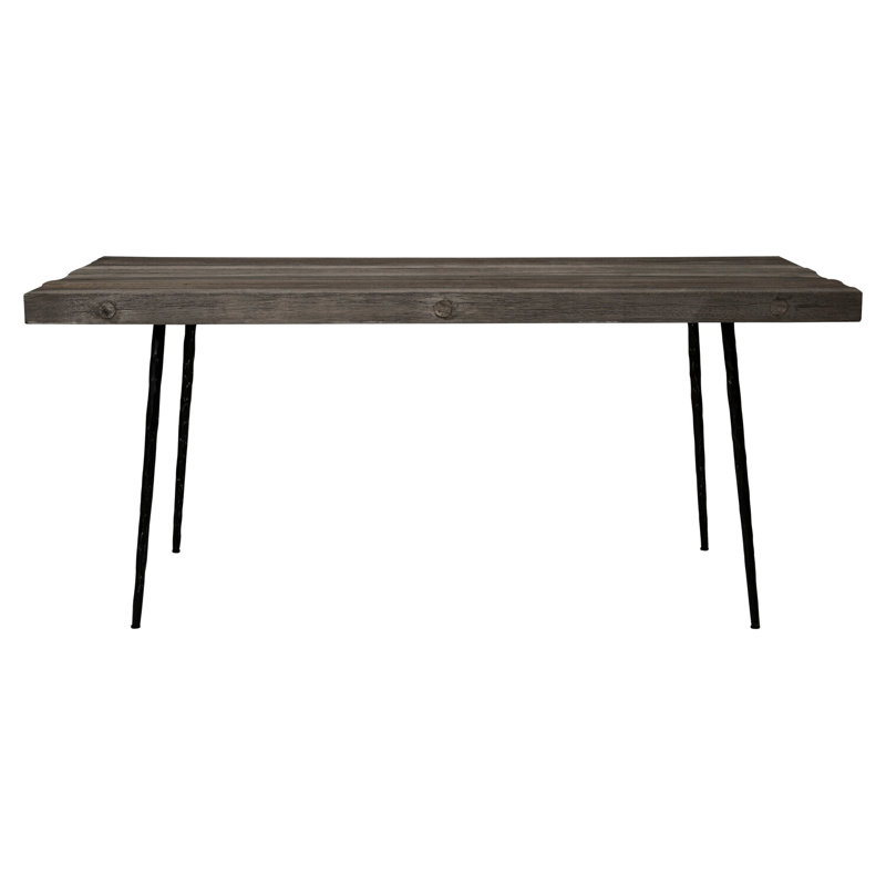 Oak Metal Base Dining Table
