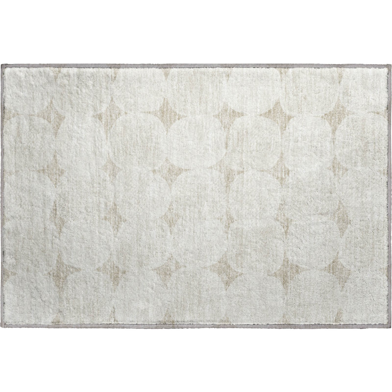 Premium Machine Washable Prisco Beige Rug, Rectangle 1'8" x 2'6"