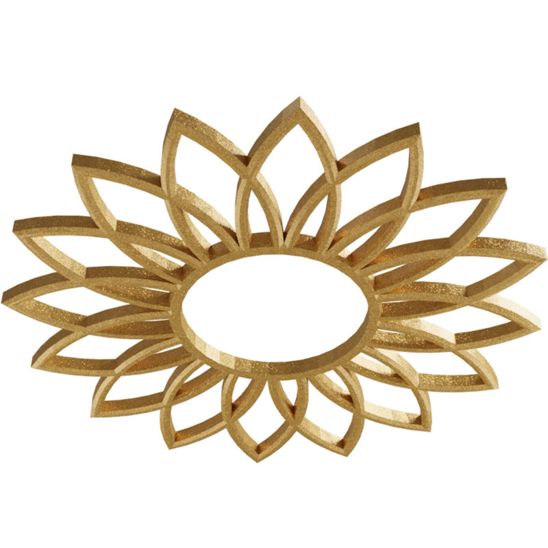 Médaillon de plafond 22 po x 22 po x P 7 5/8 po x P 3/4 po de style architectural Daisy, H 22 po x l 22 po x P 0,75 po, Or