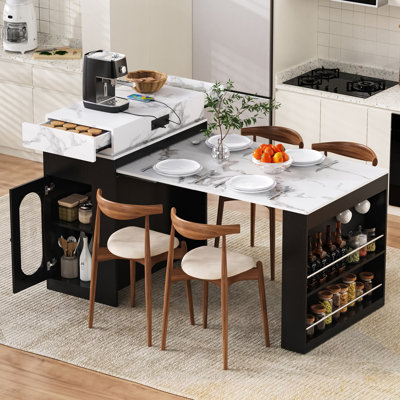 Extendable Dining Table, Space-Saving Storage, Folding Leaf Design, Contemporary Minimalist, For Kitchens And Dining Rooms