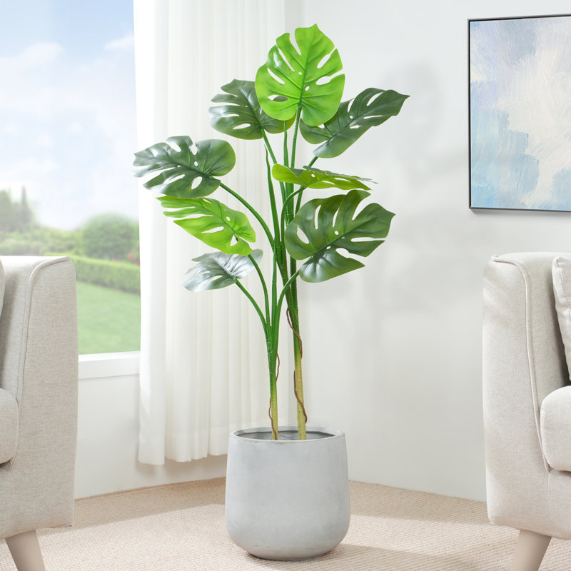 Antavis Faux Monstera Tree in Pot, 110cm H  x 30cm W  x 30cm D