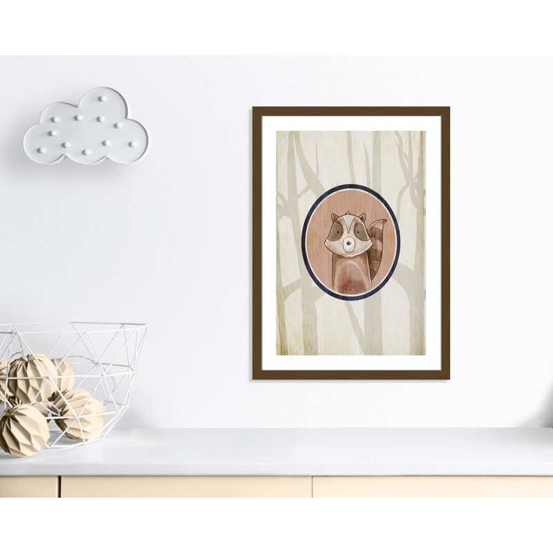 Animaux de la forêt, impression sur papier 1 pi, H 34,5 po x l 24,5 po x P 0,6 po, Encadré plat noyer