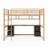 Full Size Metal Loft Bed with Desk, Cabinets, Drawers and Bedside Tray, Charging Station, USB and socket-864745254