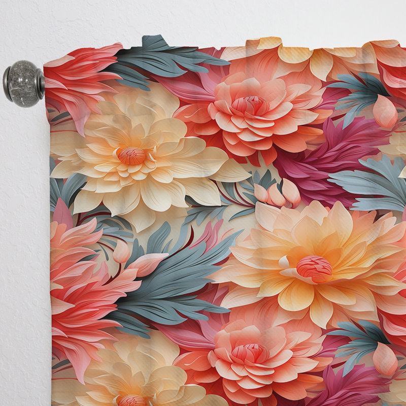 Motif tropical Sunset Mirage Iv - Rideau floral - Velours obscurcissant - 1 panneau, L 52 po x L 95 po