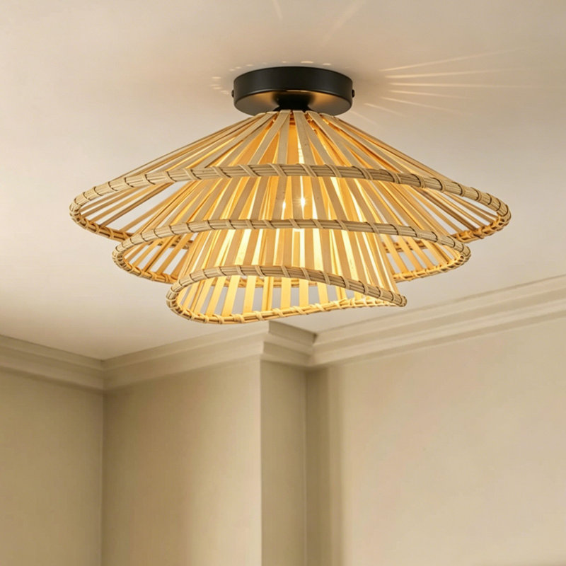 1 - Light Rattan Semi Flush Mount Ceiling Light