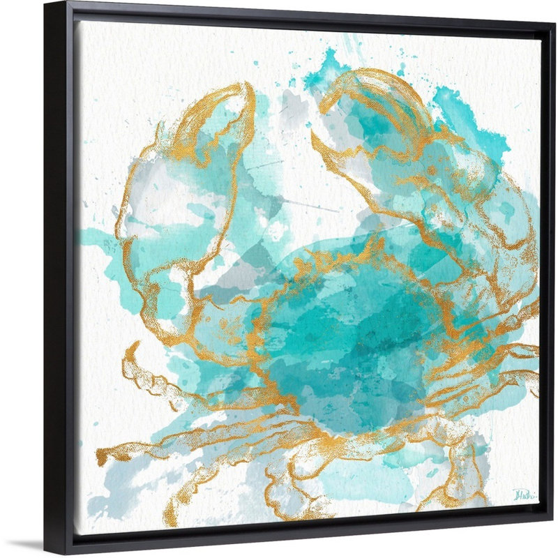 «Watercolor Surf Side I» par Patricia Pinto, reproduction d'art sur toile, Cadre flottant noir, H 38 po x l 38 po x 1,75 po