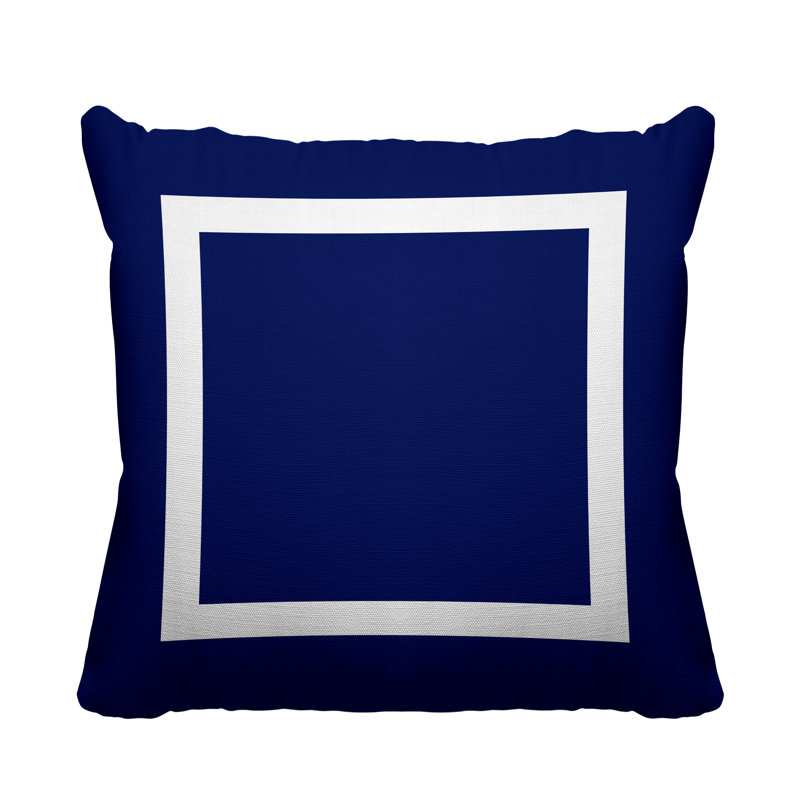 Luella Geometric Outdoor Reversible Throw Pillow, 17W" x 17H", Navy Blue