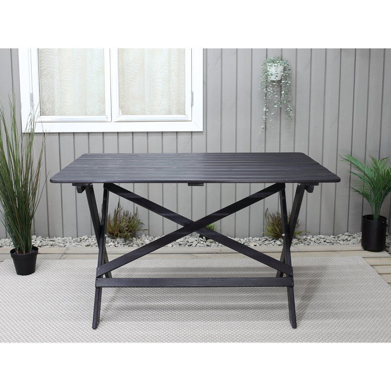Arlot Rectangular Pine Outdoor Dining Table , 193.04cm cm W 317.5cm cm D, Black