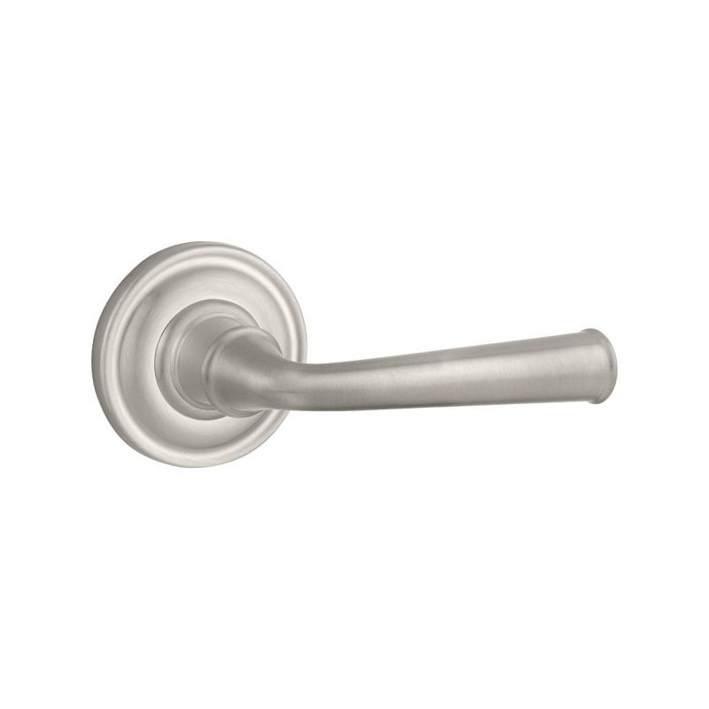 Federal Passage Door Lever with Traditional Round Rose, Satin Nickel, Right