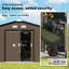 Remise de rangement extérieure de 11 pi x 13 pi Outsunny, remise en métal pour outils de jardin avec trousse de fondation, double porte verrouillable, bouches d'aération et toit incliné, pour cour, patio, pelouse, brun-98202124-98202130