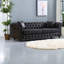 Élégant canapé Chesterfield noir de 85,5 po, tissu technique confortable pour le salon ou le bureau
