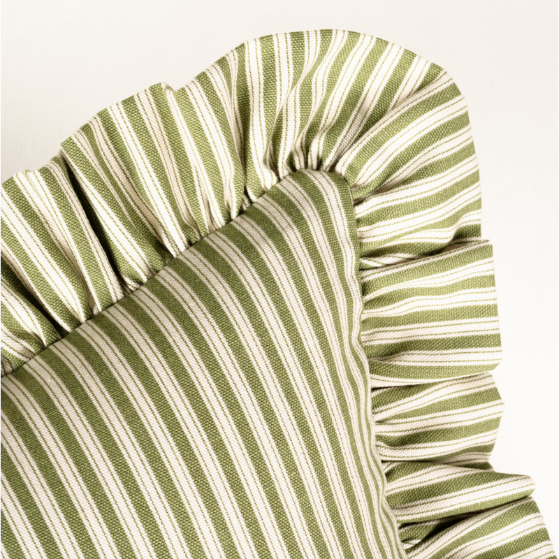 Birch Lane Polo Stripe Ruffled Accent Pillow, Green, Feather