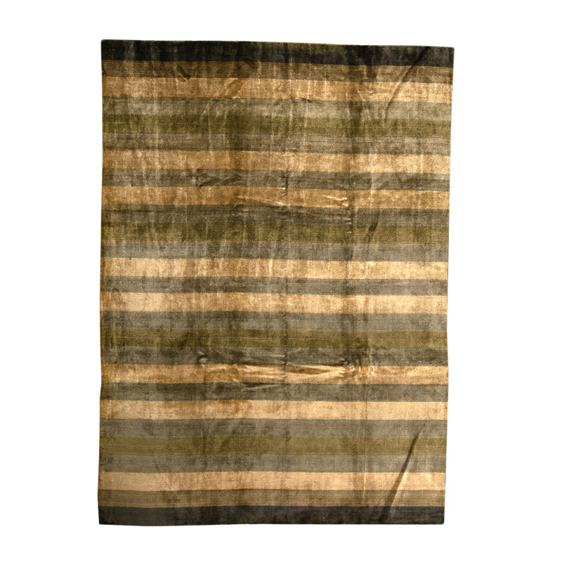 Hand Knotted Wool Striped Area Rug