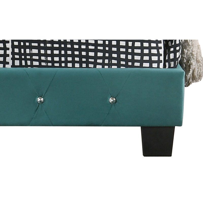Anjelo Upholstered Standard Bed, Twin, Green