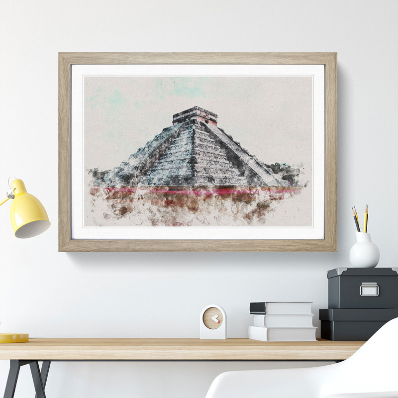 Chichen Itza in Mexico - Picture Frame Painting, 36cm H x 48cm W x 2cm D, Oak Framed