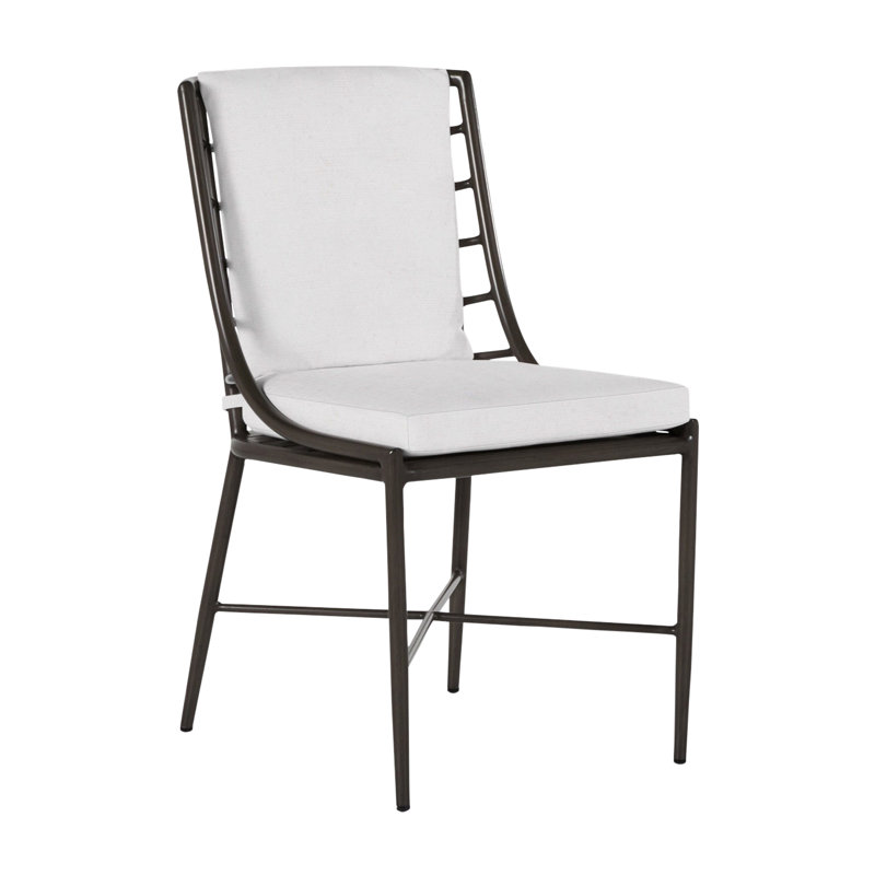 Chaise d'appoint en aluminium Carmel - Gris ardoise, Pas de soudure, Lin neige
