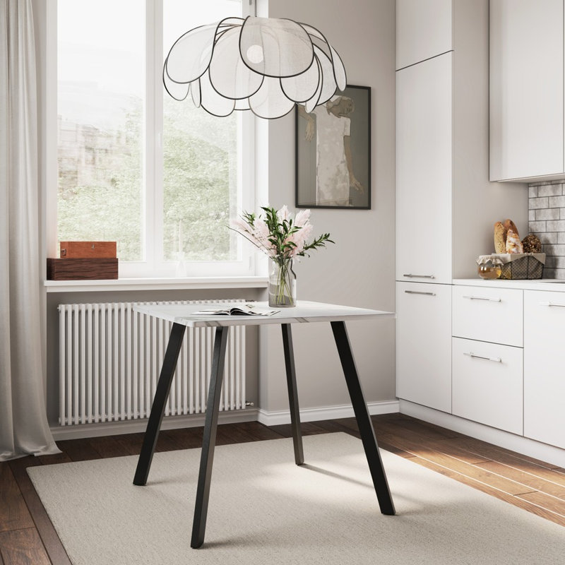 Solid Wood Dining Table, White Marble