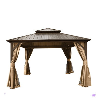 Pavillon de jardin extérieur avec double toit en acier galvanisé