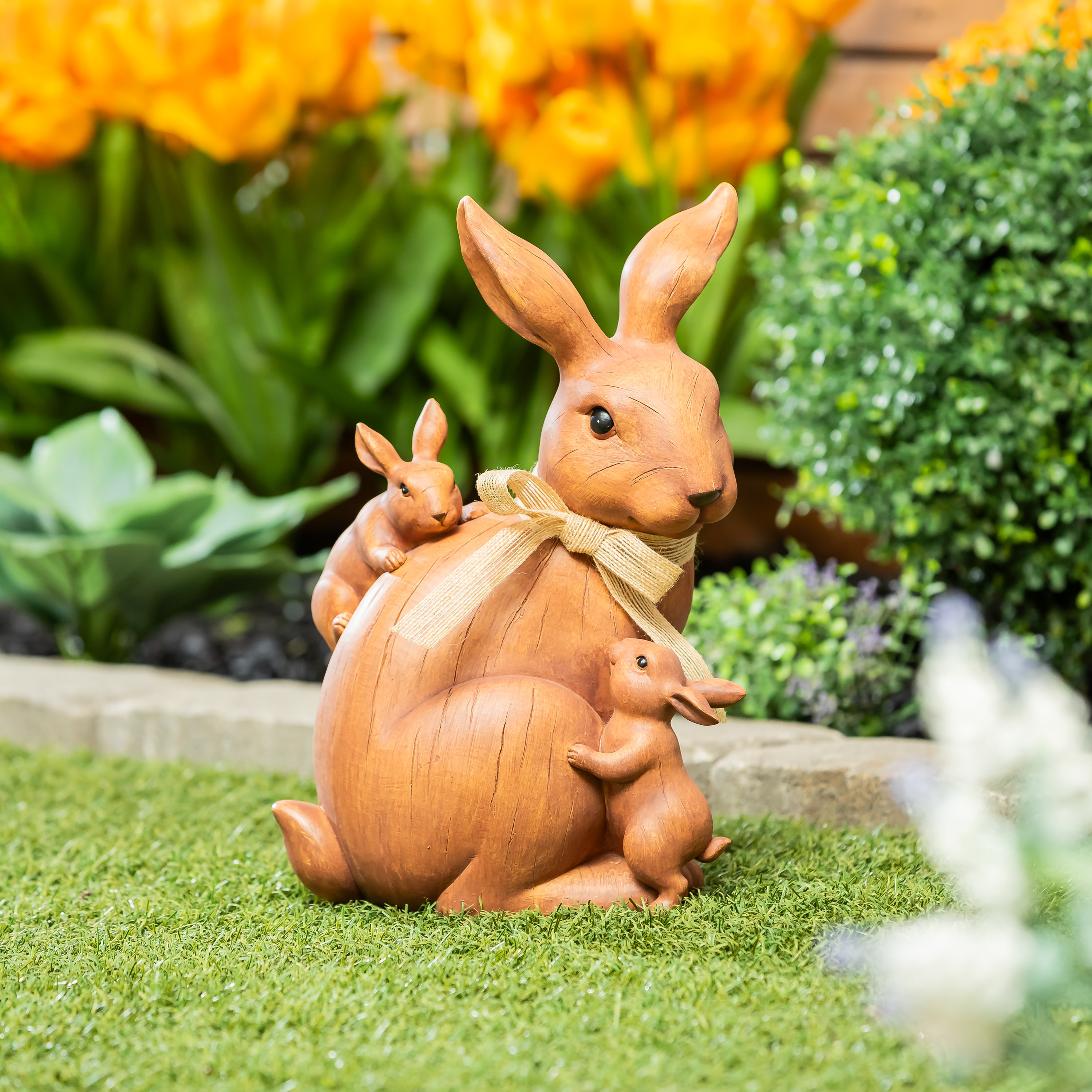 Ophelia & Co. Wood Look Rabbit Mother With Children Statue - Wayfair Canada