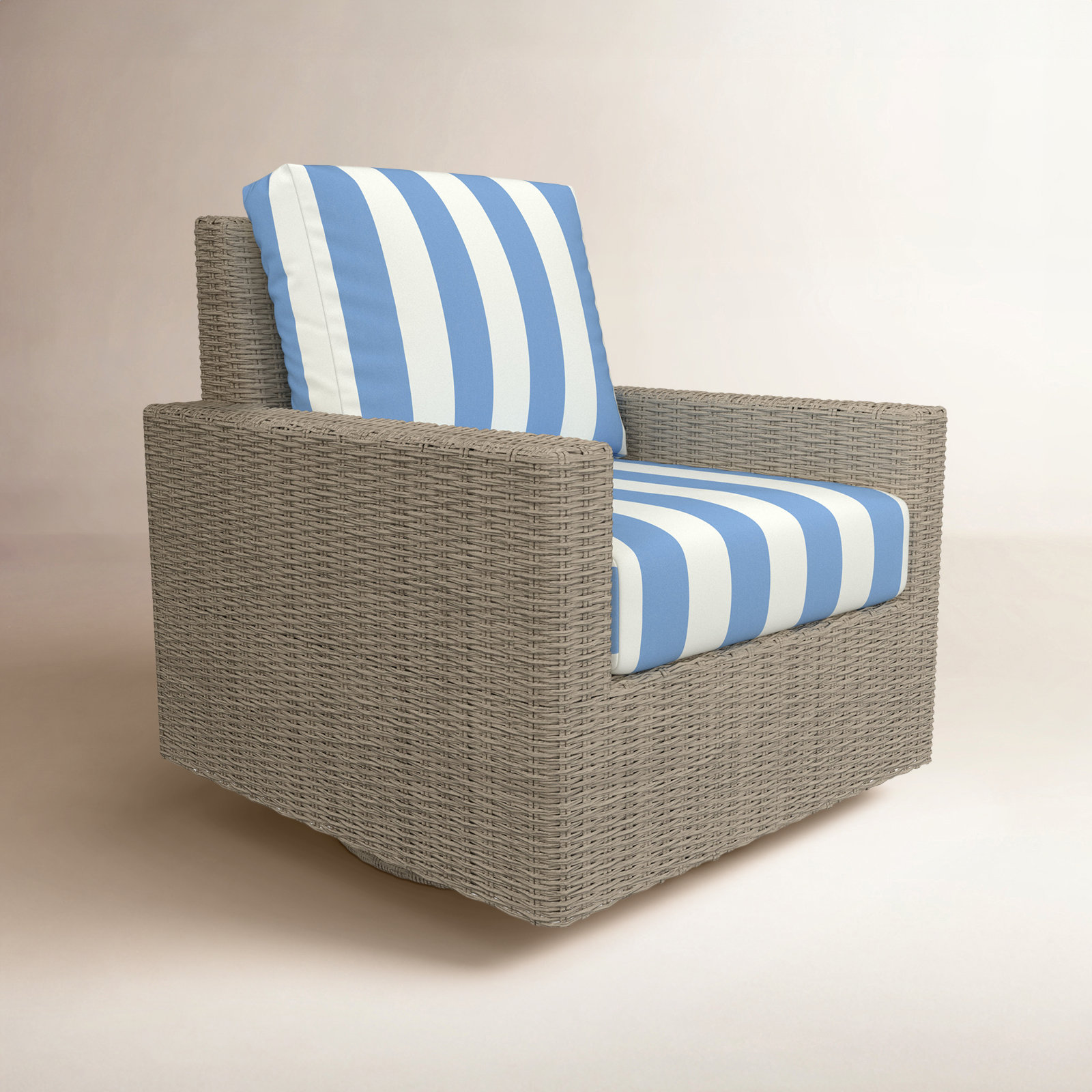 Hayes Sunbrella® Swivel Patio Lounge Chair, Refuge Ocean, Striped