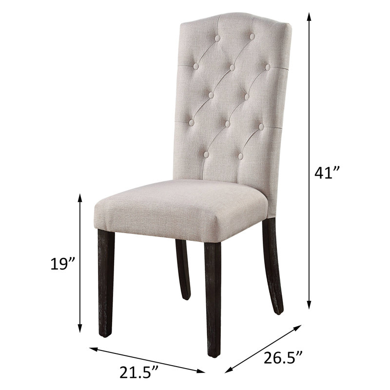Élégantes chaises d'appoint à dossier capitonné en lin beige (ensemble de 2) pour un repas moderne et confortable