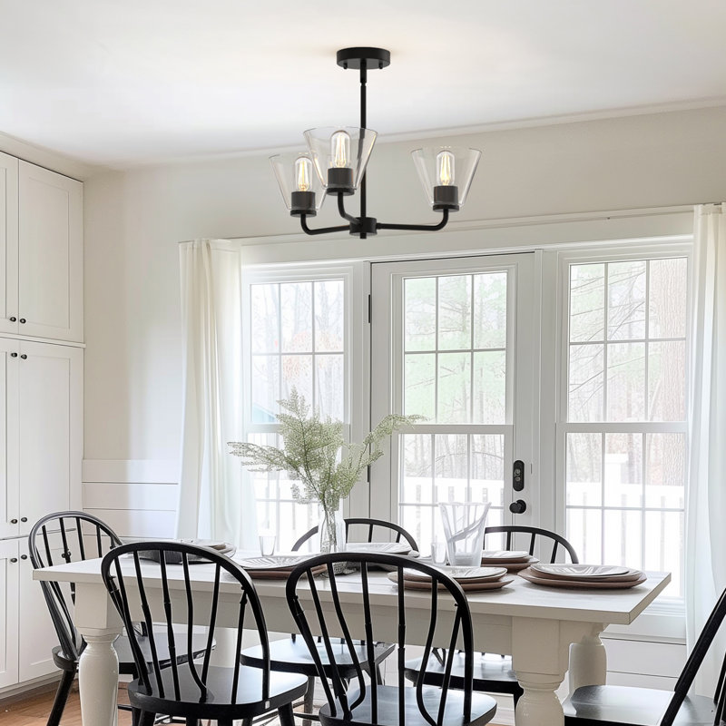 Aigars 3-Light Flush Mounted Pendant Lighting Chandelier For Hallway Loft Kitchen Bar Close To Ceiling, Clear