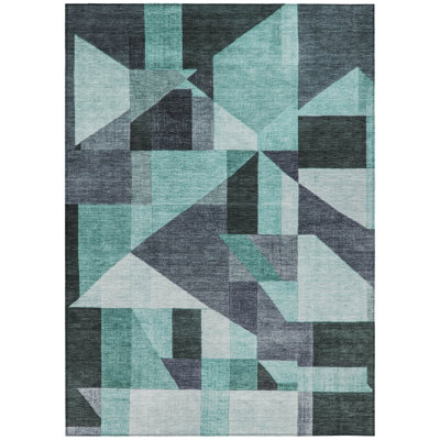 Machine Washable Indoor/Outdoor Jadiel ACN2365 Geometric Rug