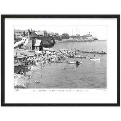 Cullercoats, the Beach Showing Ship Ashore C1955 1 Piece Single Picture Frame Wall Art