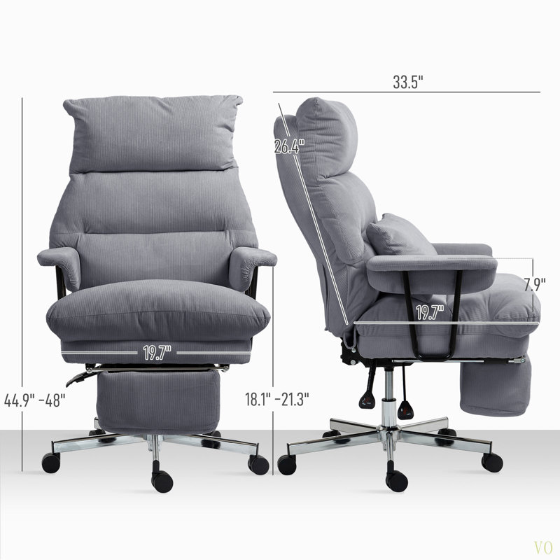 Chaise de bureau rembourrée avec support lombaire, Gris