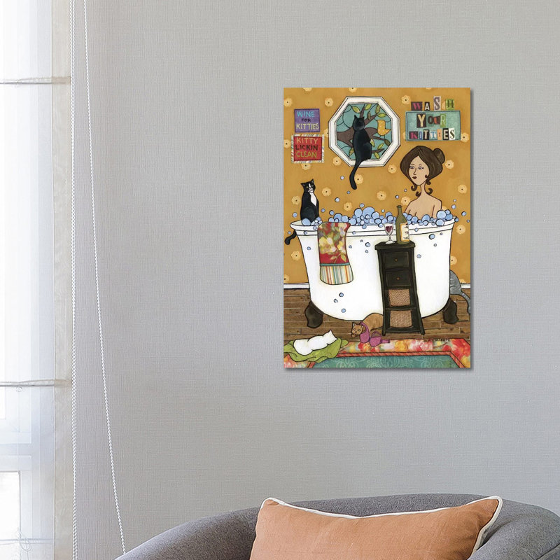 « Wash your kitties » par Jamie Morath-impression, Pas de tapis, H 26 po x l 18 po x 1,5 po, Toile tendue