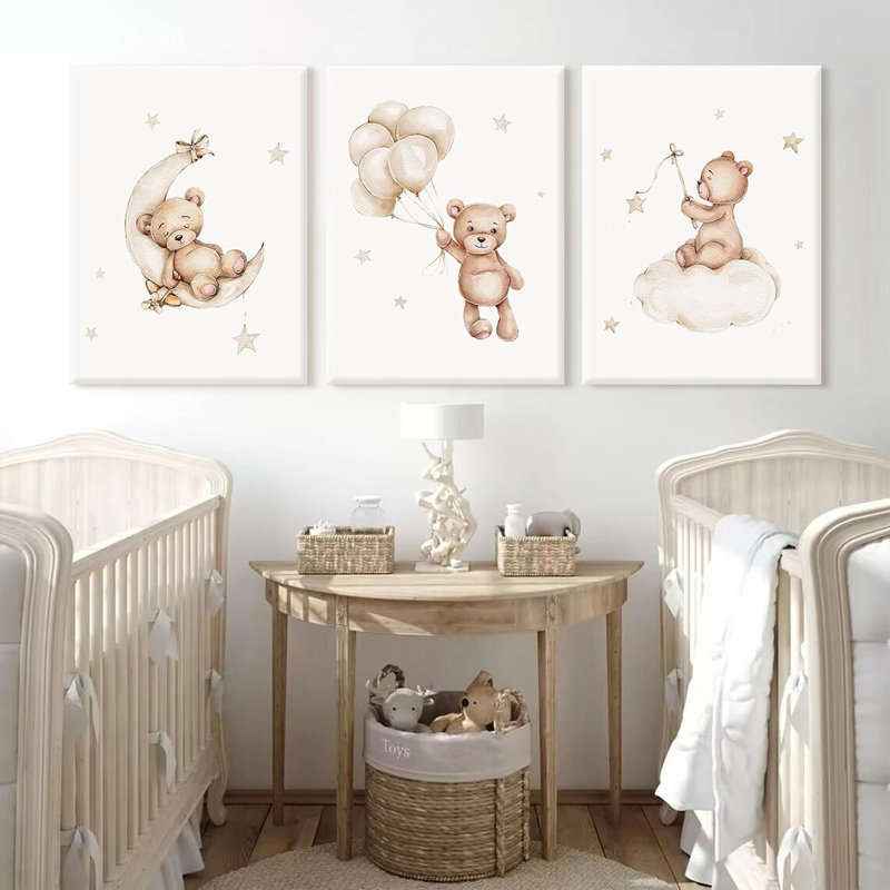 3 Piece Wrapped Canvas Print, Brown