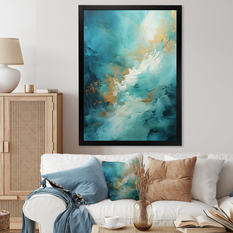«Jaidi Turquoise Tranquility II», reproduction sur toile, Cadre photo noir, H 40 po x l 30 po x P 1,5 po