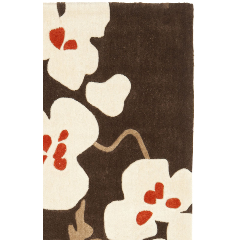 Tapis à motif floral touffeté à la main Modern Art, Rectangle 2 pi 6 po x 4 pi