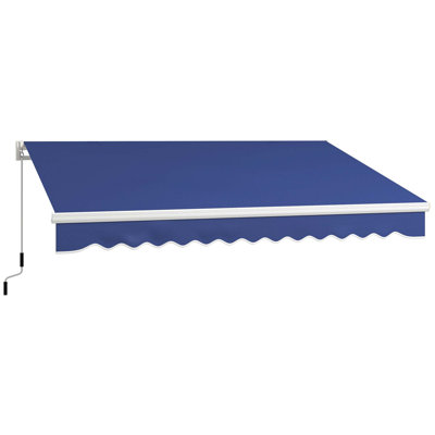 Outsunny Retractable Awning, Patio Awning Sunshade Shelter With Manual Crank Handle, 280Gsm UV Resistant Fabric And Aluminum Frame For Deck, Balcony, Yard