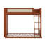 Lit superposé simple au-dessus d'un lit double avec tablette de rangement latérale et lit superposé en bois léger avec échelle intégrée et garde-corps-128987009