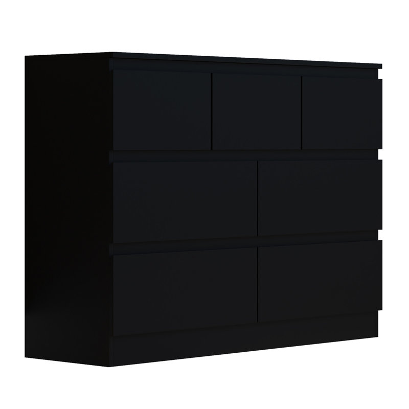 Carlton 7 Drawer Merchant Chest Of Drawers: 4 + 3 Configuration. Matt Finish. Scratch Resistant. Modern No Handle Design.