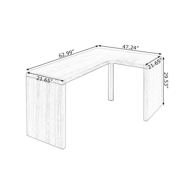 Bureau d'écriture rectangulaire en bois massif brun noisette, H 29,53 po x l 62,99 po x P 47,24 po, Retour à droite