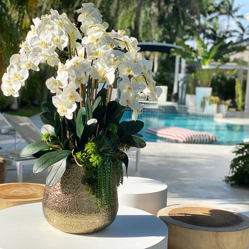 Arrangement floral orchidée en pot, H 28 po x l 18 po x P 18 po