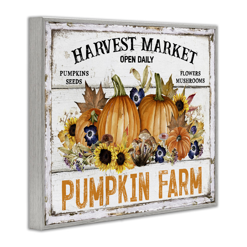 «Pumpkin Farm with Sunflowers», art de la giclée encadrée par Creatif Belle, Estampe numérique Farmhouse