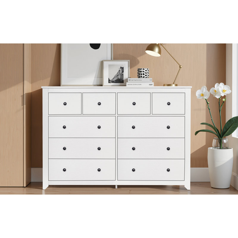 Commode 10 tiroirs pour chambre à coucher, Blanc