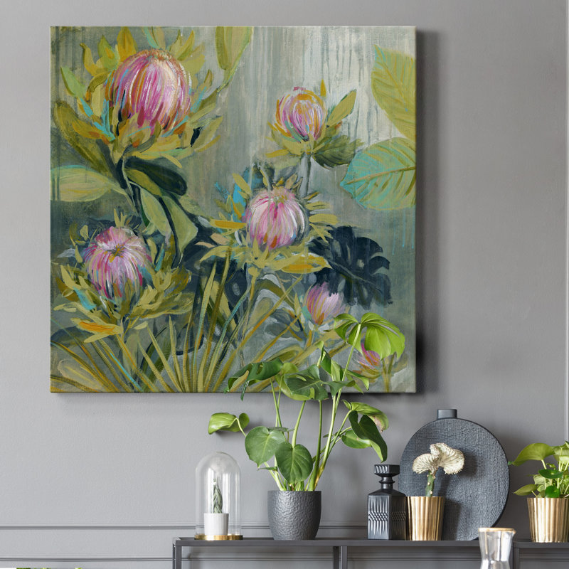 Protea Catching Rain - reproduction d'art sur toile tendue, H 40 po x l 40 po x P 1 po