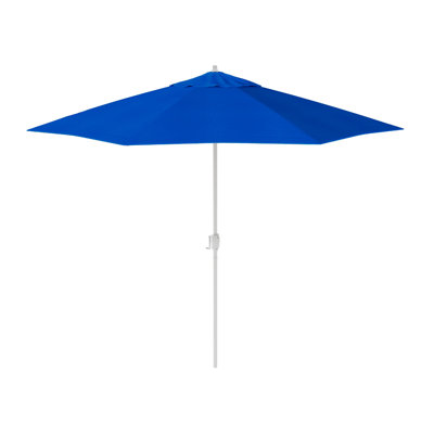 9 pi. Parasol en aluminium blanc mat avec parasol en fibre de verre et inclinaison automatique Sunbrella
