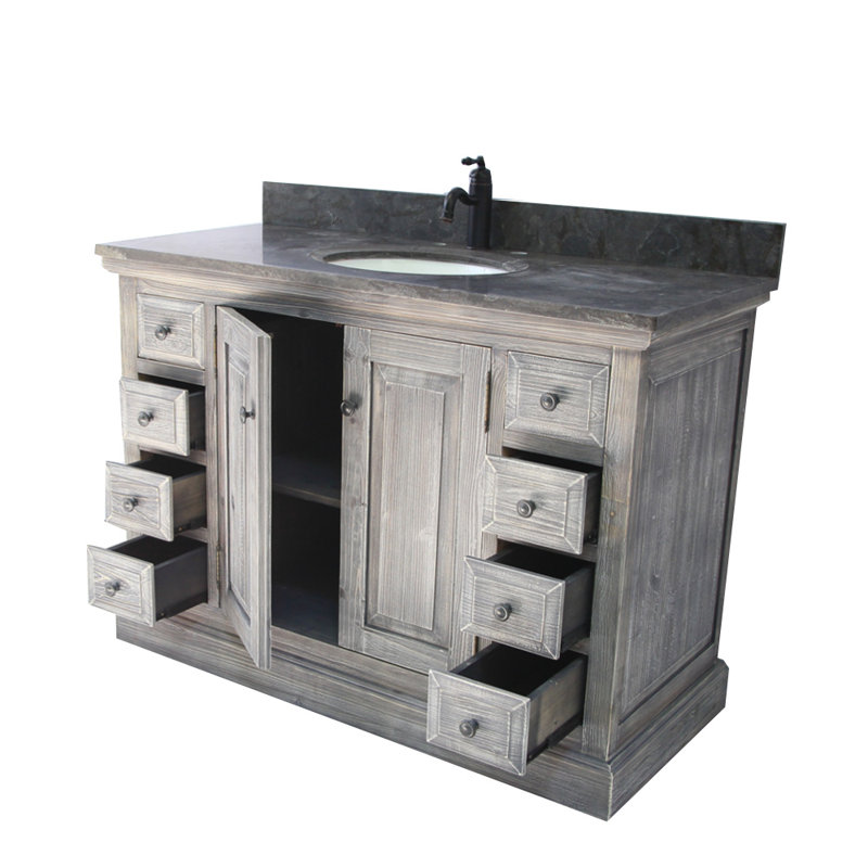 Aultman 48'' Single Bathroom Vanity with Marble Top, Limestone